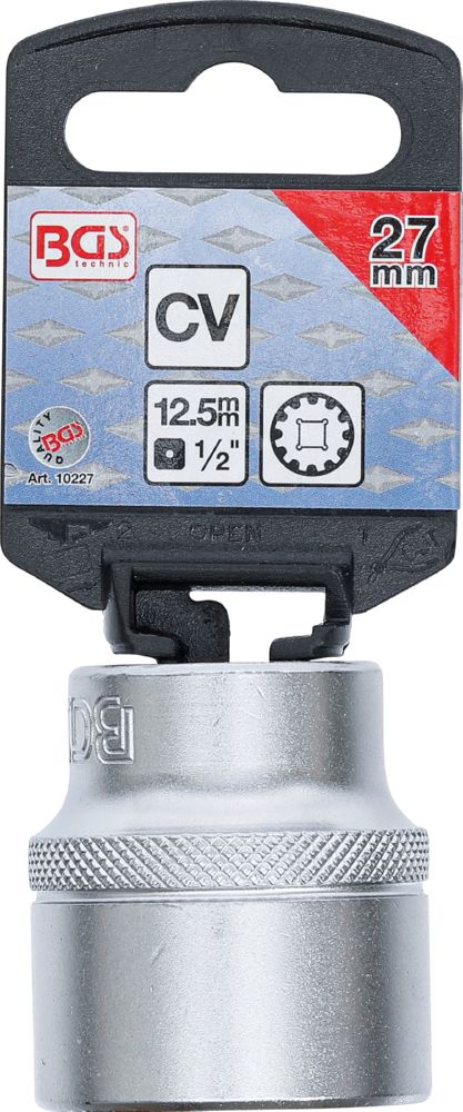 Produktbild BGS Steckschlüssel Einsatz 27 mm Gear Lock Antrieb Innenvierkant 12,5 mm 1/2 Zoll bild 3