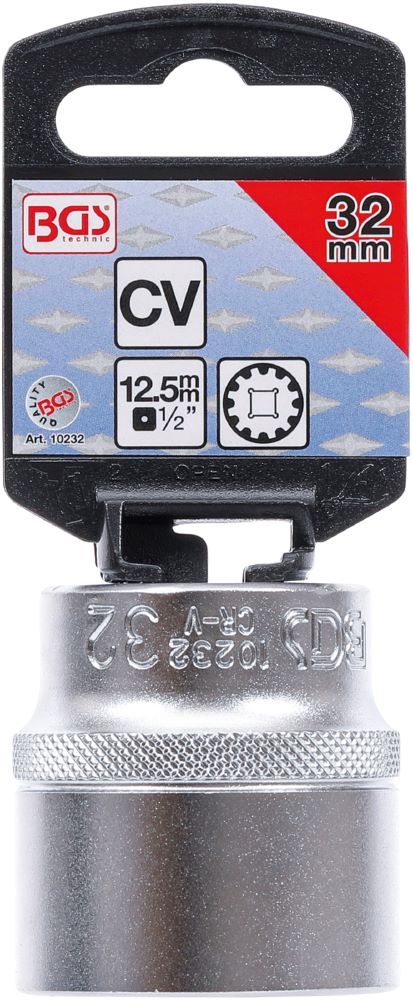Produktbild BGS Steckschlüssel Einsatz 32 mm Gear Lock Antrieb Innenvierkant 12,5 mm 1/2 Zoll bild 3