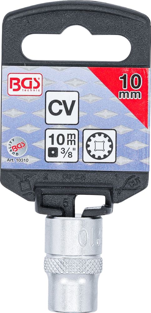 Produktbild BGS Steckschlüssel Einsatz 10 mm Gear Lock Antrieb Innenvierkant 10 mm 3/8 Zoll bild 3