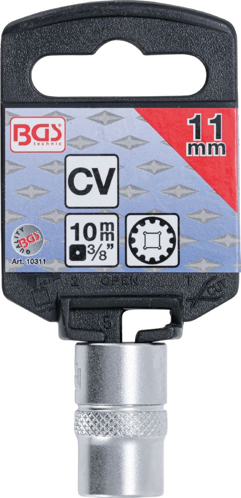 Produktbild BGS Steckschlüssel Einsatz 11 mm Gear Lock Antrieb Innenvierkant 10 mm 3/8 Zoll bild 2