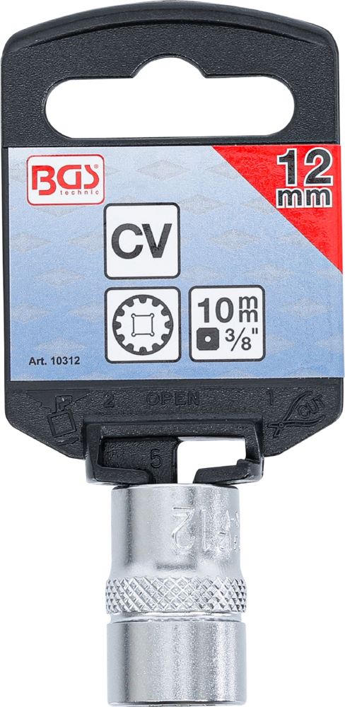 Produktbild BGS Steckschlüssel Einsatz 12 mm Gear Lock Antrieb Innenvierkant 10 mm 3/8 Zoll bild 3