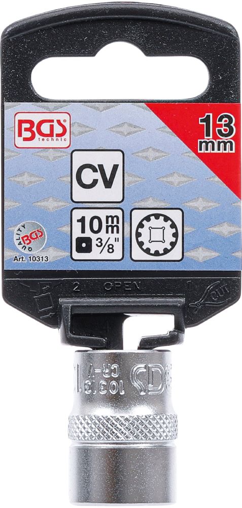 Produktbild BGS Steckschlüssel Einsatz 13 mm Gear Lock Antrieb Innenvierkant 10 mm 3/8 Zoll bild 3