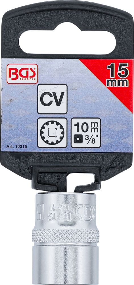 Produktbild BGS Steckschlüssel Einsatz 15 mm Gear Lock Antrieb Innenvierkant 10 mm 3/8 Zoll bild 4