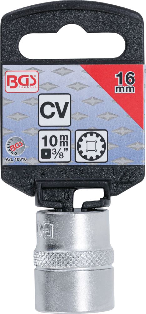 Produktbild BGS Steckschlüssel Einsatz 16 mm Gear Lock Antrieb Innenvierkant 10 mm 3/8 Zoll bild 2