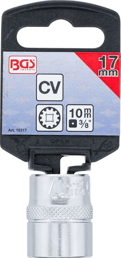 Produktbild BGS Steckschlüssel Einsatz 17 mm Gear Lock Antrieb Innenvierkant 10 mm 3/8 Zoll bild 4