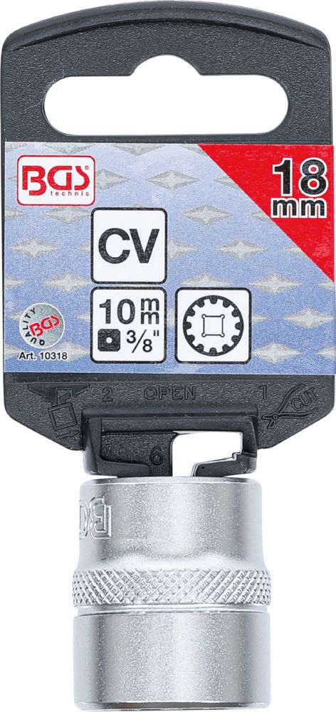Produktbild BGS Steckschlüssel Einsatz 18 mm Gear Lock Antrieb Innenvierkant 10 mm 3/8 Zoll bild 3