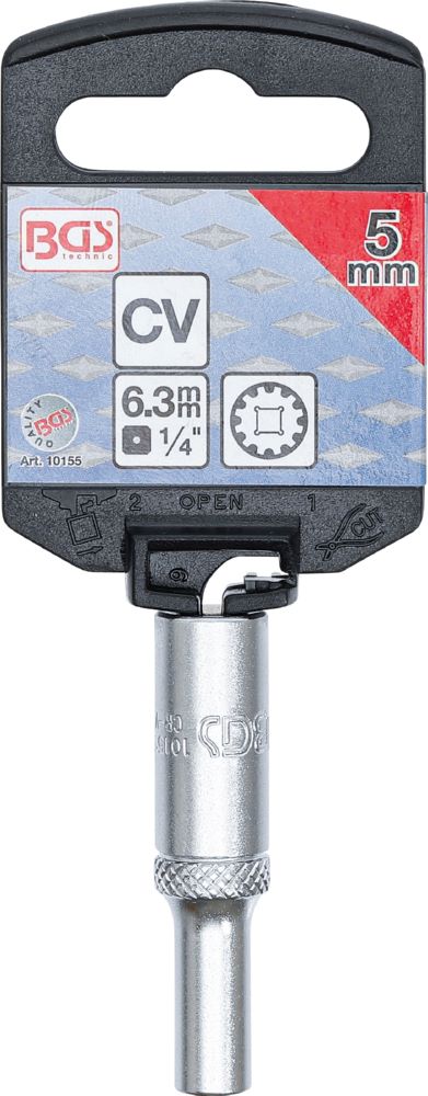 Produktbild BGS Steckschlüssel Einsatz 5 mm Gear Lock tief Antrieb Innenvierkant 6,3 mm 1/4 Zoll bild 3