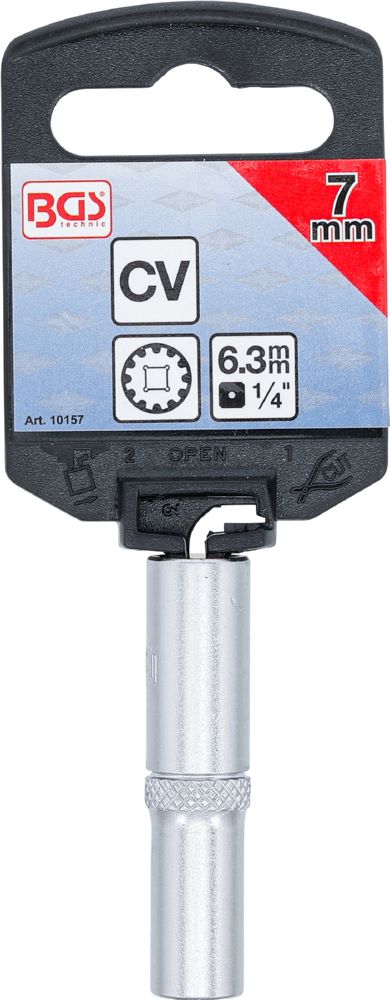 Produktbild BGS Steckschlüssel Einsatz 7 mm Gear Lock tief Antrieb Innenvierkant 6,3 mm 1/4 Zoll bild 3