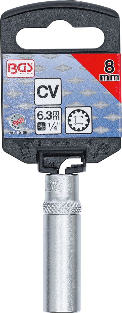 Produktbild BGS Steckschlüssel Einsatz 8 mm Gear Lock tief Antrieb Innenvierkant 6,3 mm 1/4 Zoll bild 3