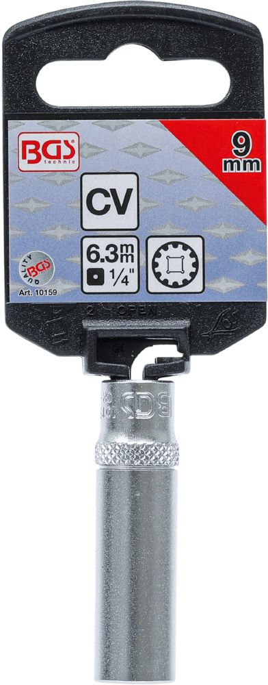 Produktbild BGS Steckschlüssel Einsatz 9 mm Gear Lock tief Antrieb Innenvierkant 6,3 mm 1/4 Zoll bild 3