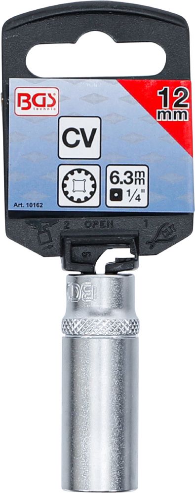 Produktbild BGS Steckschlüssel Einsatz 12 mm Gear Lock Antrieb Innenvierkant 6,3 mm 1/4 Zoll bild 3
