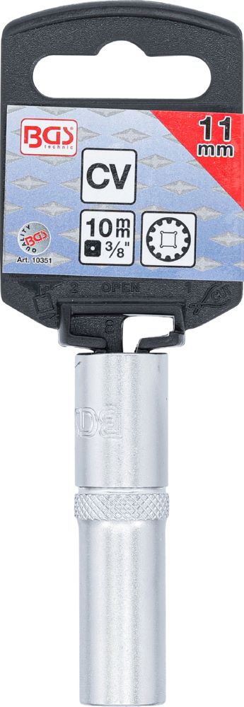 Produktbild BGS Steckschlüssel Einsatz 11 mm Gear Lock Antrieb Innenvierkant 10 mm 3/8 Zoll bild 3