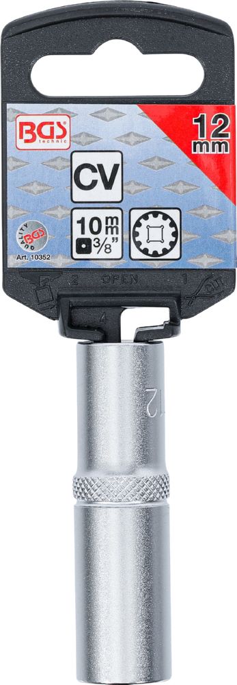 Produktbild BGS Steckschlüssel Einsatz 12 mm Gear Lock Antrieb Innenvierkant 10 mm 3/8 Zoll bild 3