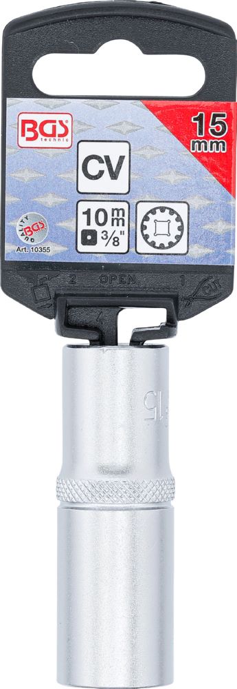 Produktbild BGS Steckschlüssel Einsatz 15 mm Gear Lock Antrieb Innenvierkant 10 mm 3/8 Zoll bild 3