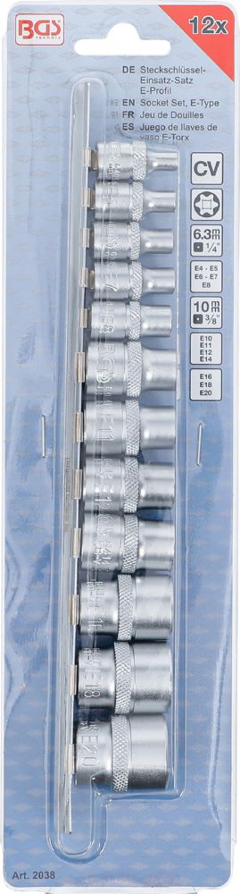 Produktbild Steckschlüssel Einsatz Satz E-Profil E4-E20 12 teilig bild 4