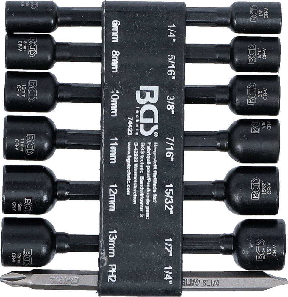 Produktbild Steckschlüssel Einsatz Satz Sechskant Außensechskant 1/4 Zoll 14 teilig bild 3