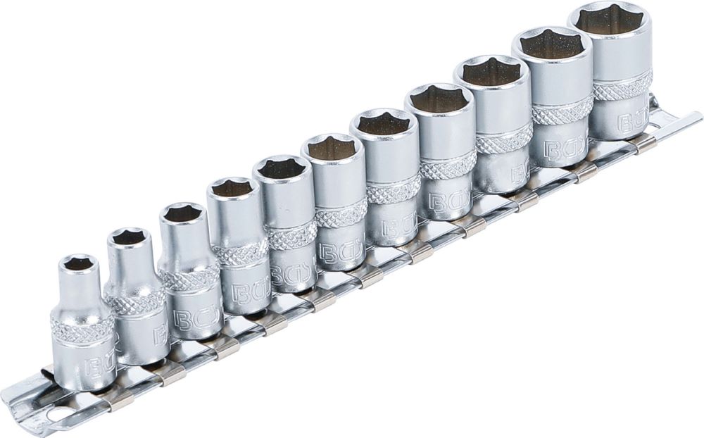 Produktbild Steckschlüssel Einsatz Satz Sechskant Innenvierkant 1/4 Zoll 11 teilig Zollgröße bild 2