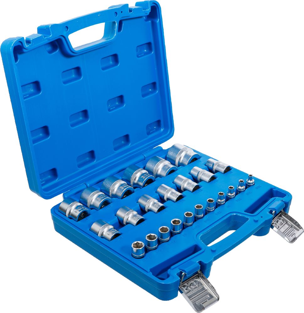 Produktbild Steckschlüssel Einsatz Satz Sechskant Antrieb Innenvierkant 24 teilig Zollmaße bild 2