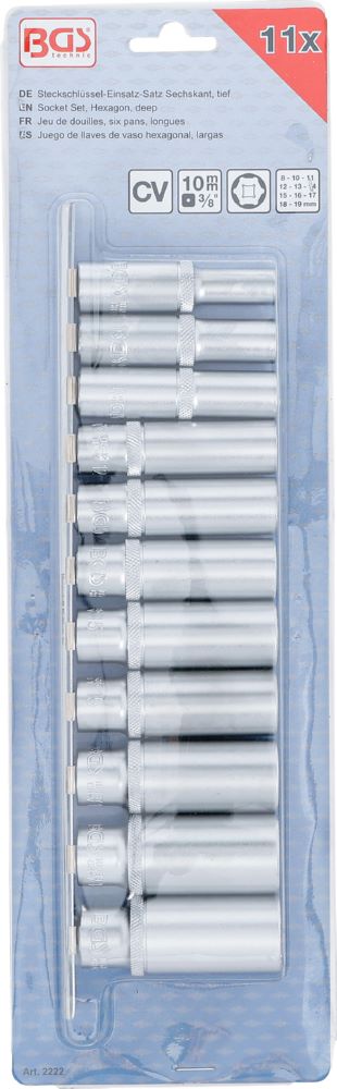 Produktbild Steckschlüssel Einsatz Satz Sechskant tief Innenvierkant 3/8 Zoll 11 teilig bild 4