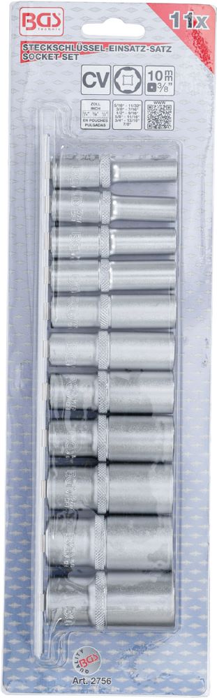 Produktbild Steckschlüssel Einsatz Satz Sechskant tief Innenvierkant 3/8 Zoll 11 teilig bild 4