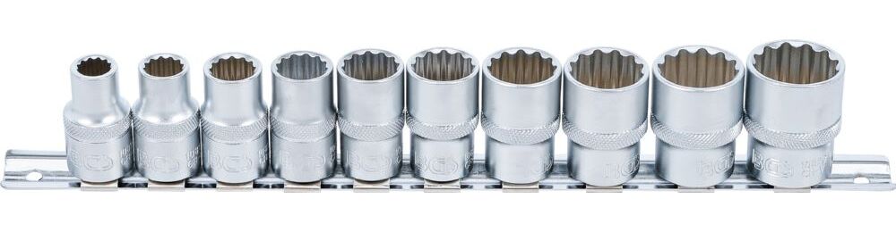 Produktbild BGS Steckschlüssel Einsatz Satz Zwölfkant Innenvierkant 1/2 Zoll 10 teilig Zollgröße