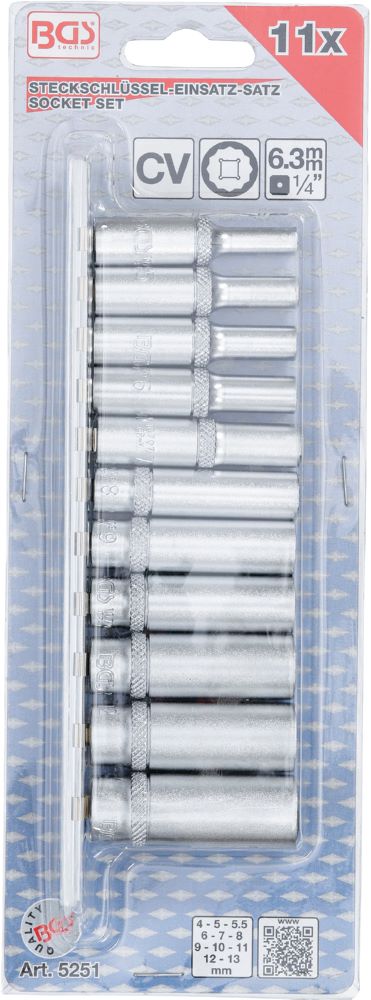 Produktbild Steckschlüssel Einsatz Satz Zwölfkant tief Innenvierkant 1/4 Zoll 4-13 mm bild 4