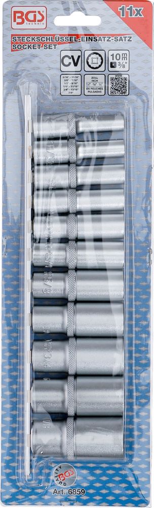 Produktbild Steckschlüssel Einsatz Satz Zwölfkant tief Innenvierkant 3/8 Zoll 11 teilig bild 4