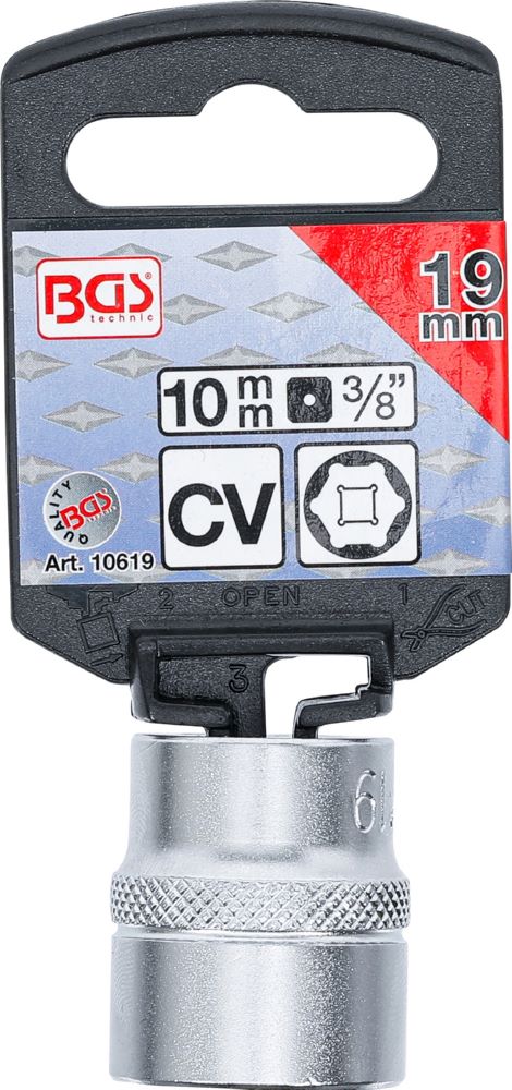 Produktbild BGS Steckschlüssel Einsatz 19 mm Sechskant Antrieb Innenvierkant 10 mm 3/8 Zoll bild 3