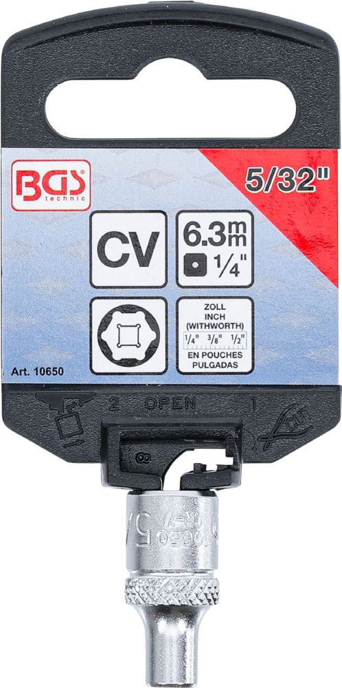 Produktbild BGS Steckschlüssel Einsatz 5/32 Zoll Sechskant Antrieb Innenvierkant 6,3 mm 1/4 Zoll bild 3