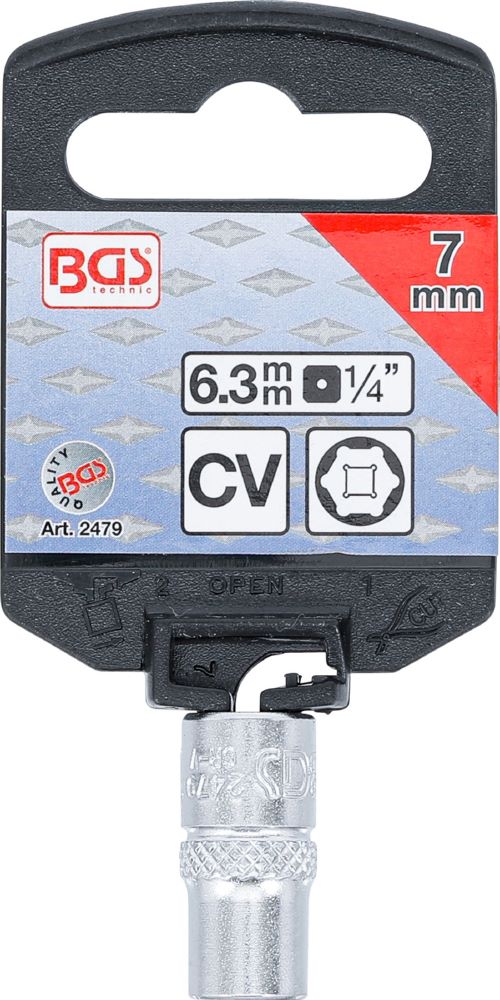 Produktbild Steckschlüssel Einsatz Sechskant Antrieb Innenvierkant 1/4 Zoll 7,0 mm bild 3