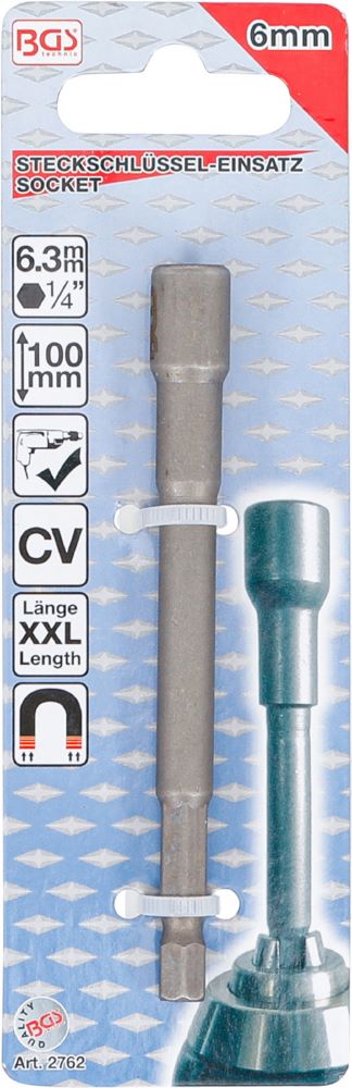 Produktbild Steckschlüssel Einsatz Sechskant extra lang für Bohrmaschinen 6 mm bild 4