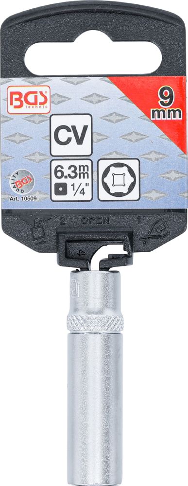 Produktbild BGS Steckschlüssel Einsatz 9 mm Sechskant tief Antrieb Innenvierkant 6,3 mm bild 3