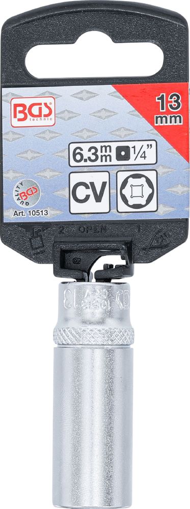 Produktbild BGS Steckschlüssel Einsatz 13 mm Sechskant tief Antrieb Innenvierkant 6,3 mm bild 3