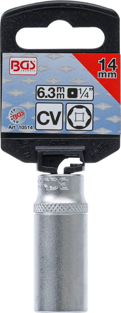 Produktbild BGS Steckschlüssel Einsatz 14 mm Sechskant tief Antrieb Innenvierkant 6,3 mm bild 3