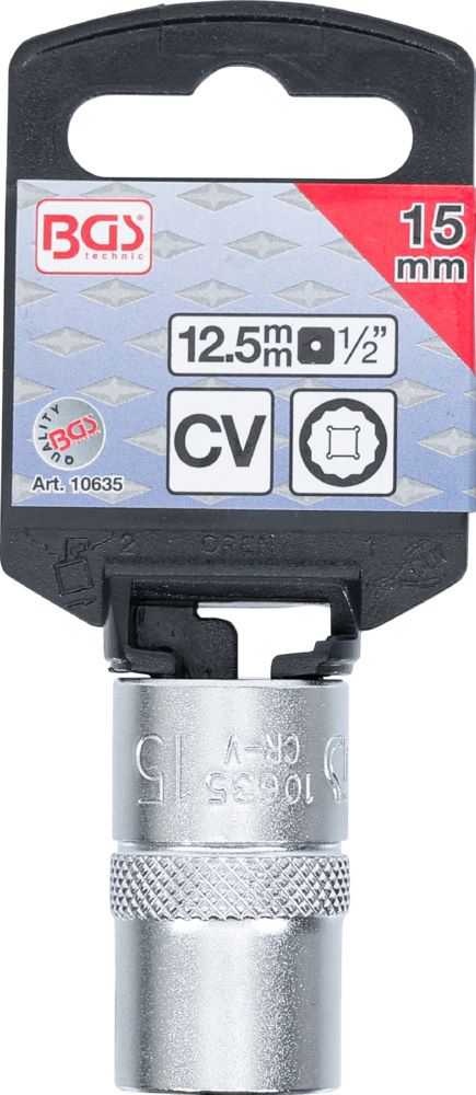 Produktbild BGS Steckschlüssel Einsatz 15 mm Zwölfkant Antrieb Innenvierkant 12,5 mm 1/2 Zoll bild 3