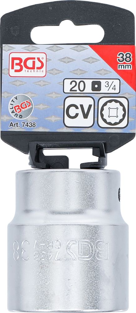 Produktbild Steckschlüssel Einsatz Zwölfkant Antrieb Innenvierkant 20 mm 3/4 Zoll 38 mm bild 3