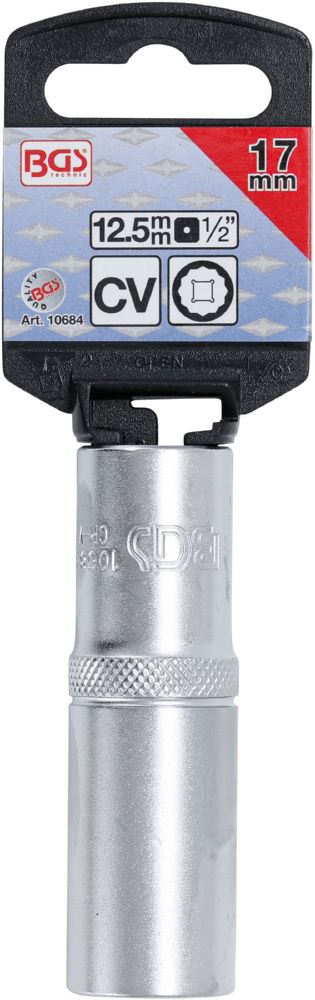 Produktbild Steckschlüssel Einsatz Zwölfkant tief Innenvierkant 1/2 Zoll 17 mm bild 2