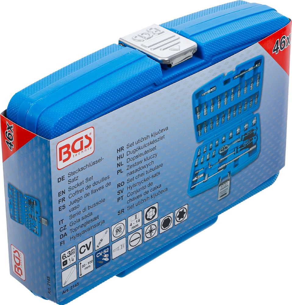 Produktbild Steckschlüssel Satz Antrieb 6,3 mm 1/4 Zoll 46 teilig bild 6