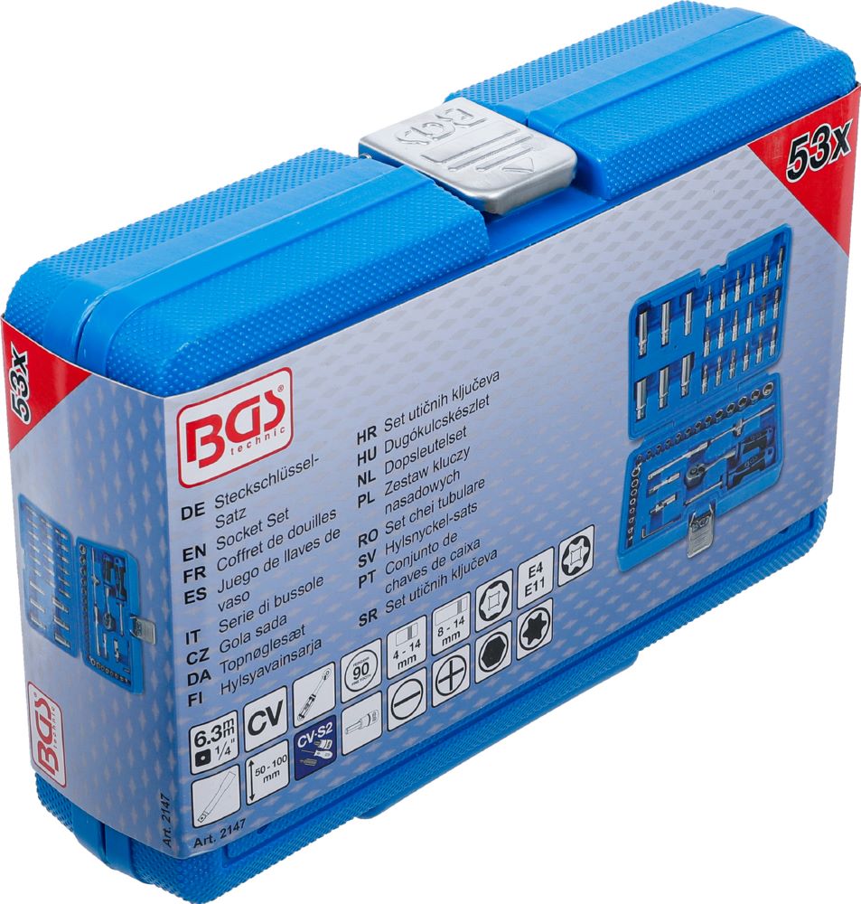 Produktbild Steckschlüssel Satz Antrieb 6,3 mm 1/4 Zoll 53 teilig bild 6