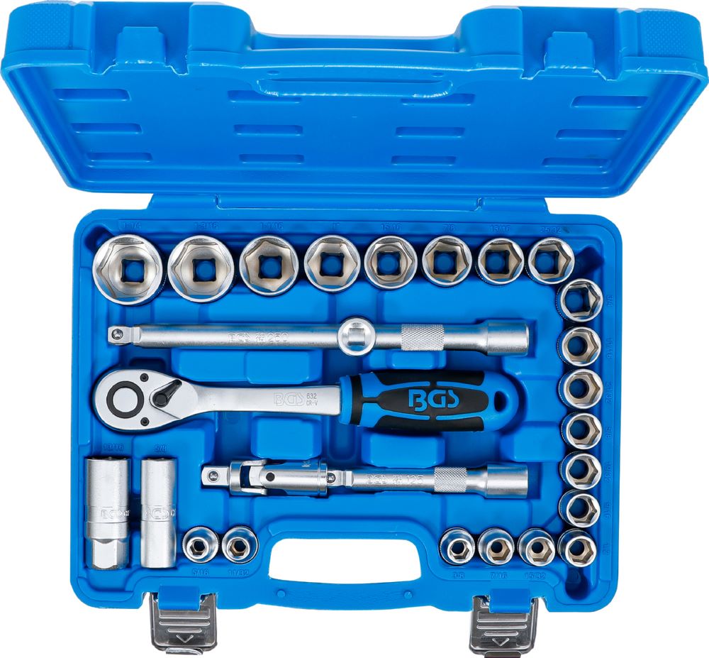 Produktbild Steckschlüssel Satz Antrieb 12,5 mm 1/2 Zoll Zollgrößen 27 teilig bild 4