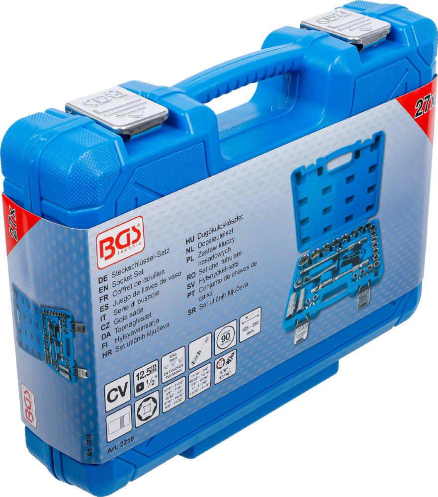 Produktbild Steckschlüssel Satz Antrieb 12,5 mm 1/2 Zoll Zollgrößen 27 teilig bild 6