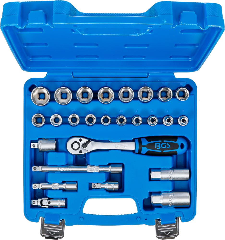 Produktbild Steckschlüssel Satz Wellenprofil Antrieb 10 mm 3/8 Zoll 26 teilig bild 4