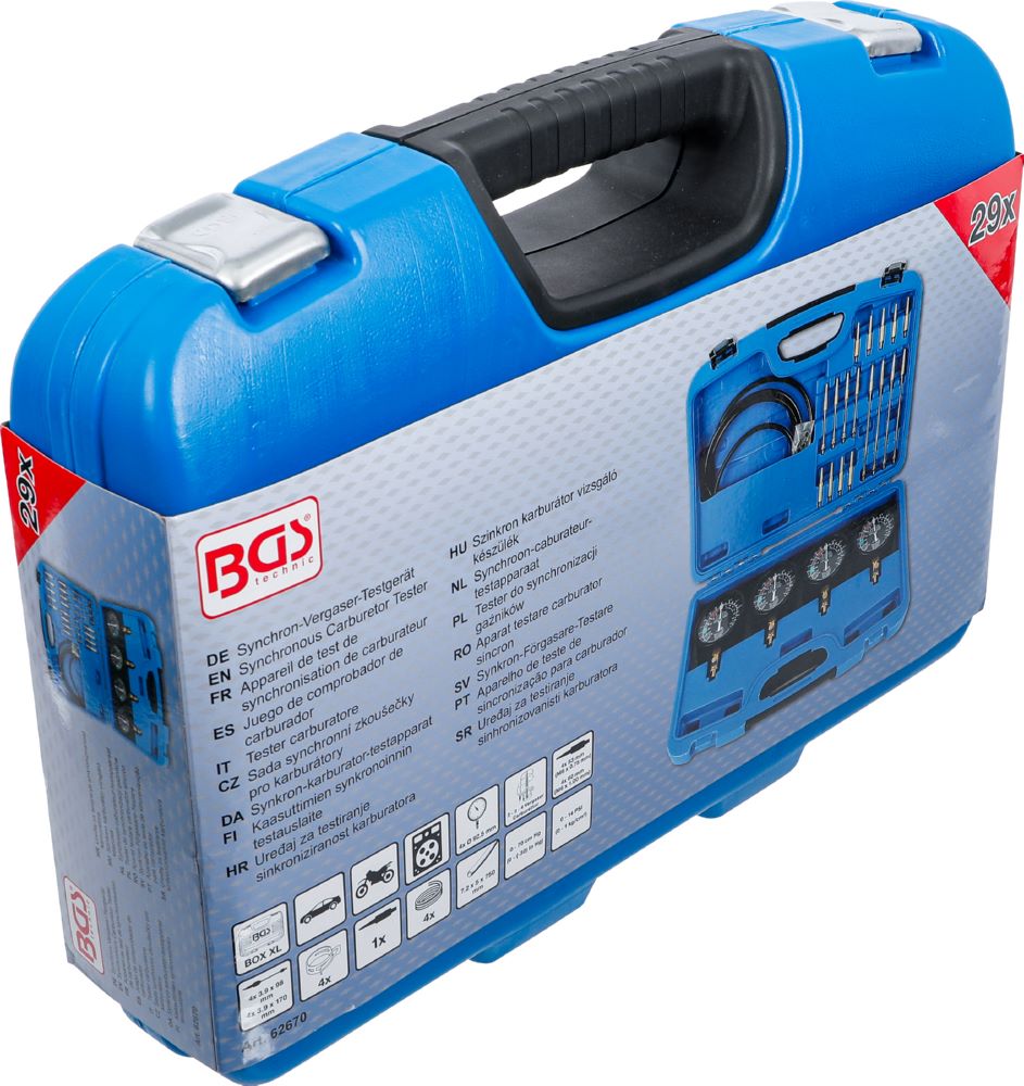 Produktbild BGS Synchron Vergaser Testgerät mit 4 Synchronuhren 29 teilig bild 6