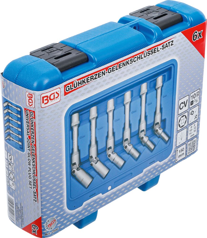 Produktbild BGS Universal Glühkerzen Gelenkschlüssel Satz Sechskant Innenvierkant 10 mm 8-16 mm bild 6