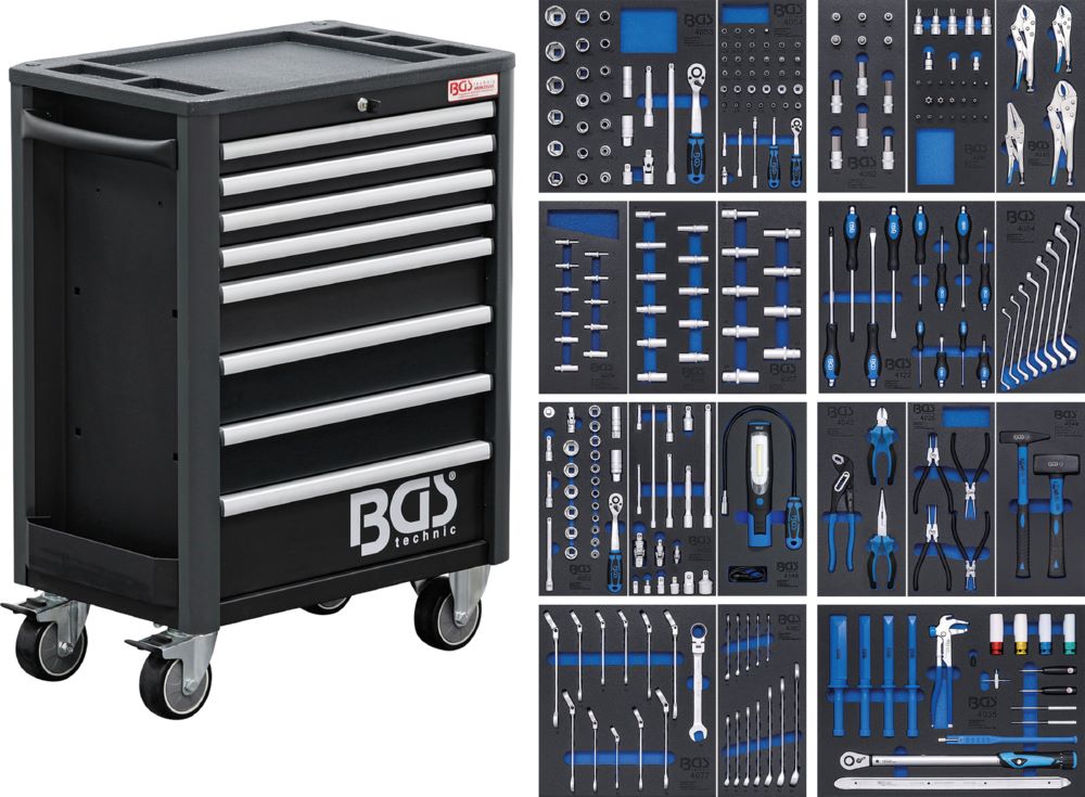 Produktbild BGS Werkstattwagen 8 Schubladen mit 259 Werkzeugen Profi Exclusive bild 1