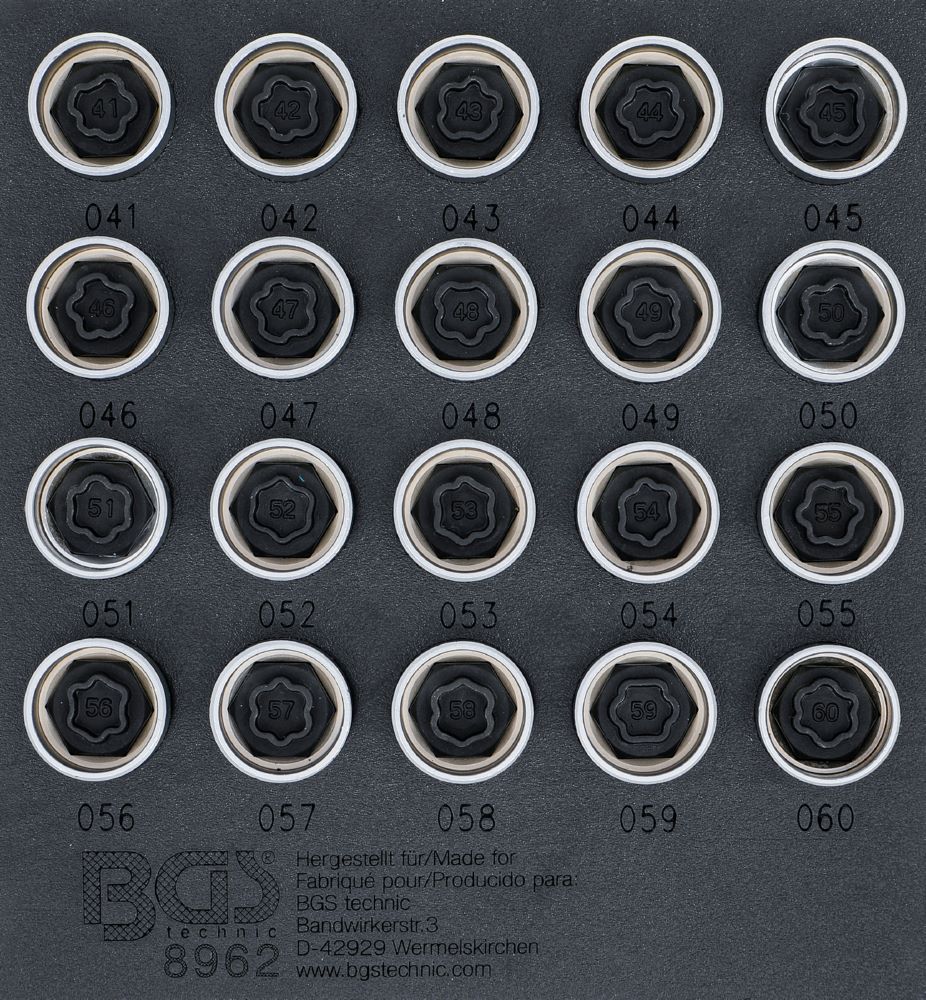 Produktbild BGS Werkstattwageneinlage 1/6 Felgenschloss Werkzeug Satz für BMW 20 teilig