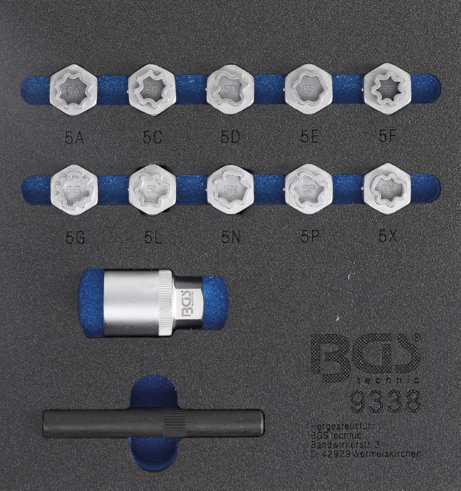 Produktbild BGS Werkstattwageneinlage 1/6 Felgenschloss Werkzeug Satz 12 teilig