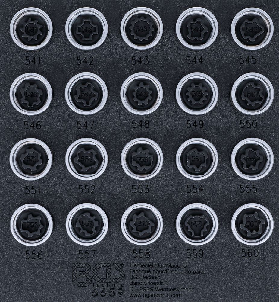 Produktbild BGS Felgenschloss Werkzeug Satz 1/6 für VAG 20 teilig bild 1