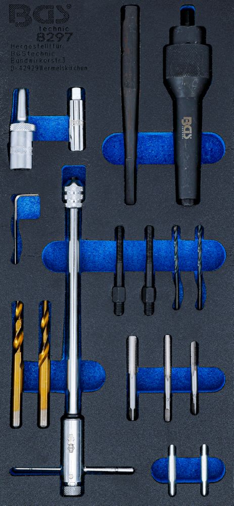 Produktbild BGS Werkstattwageneinlage 1/3 Glühkerzen-Ausbau und Gewinde-Reparatur-Satz 17 teilig