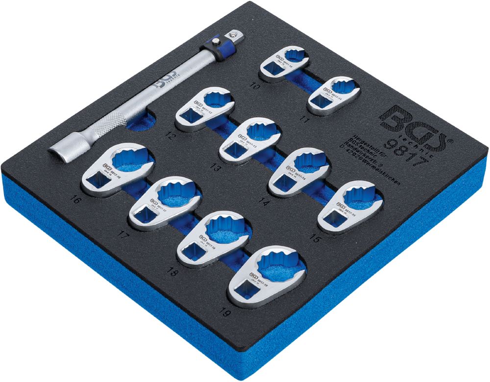 Produktbild Werkstattwageneinlage 1/6 Hahnenfußschlüssel Satz 10 - 19 mm 11 teilig bild 2